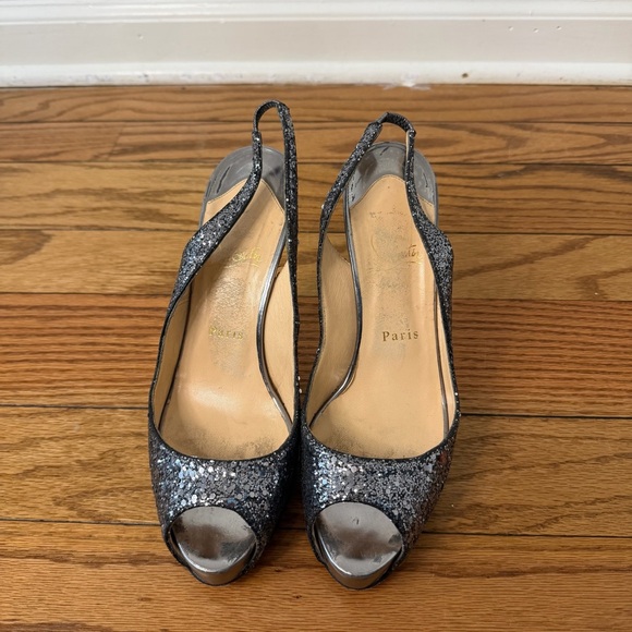Christian Louboutin Anthracite glitter no Prive 120 sling back-Size 9 - Picture 2 of 7